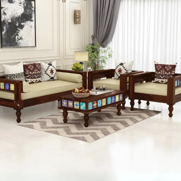 Bunny 3+1+1 Wooden Sofa Set